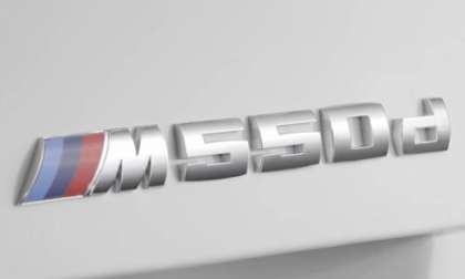 The badging of the new BMW M550d sedan and touring