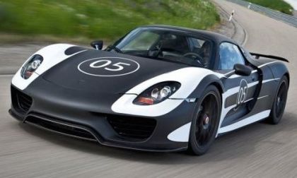 The front end of the first 2014 Porsche 918 prototype