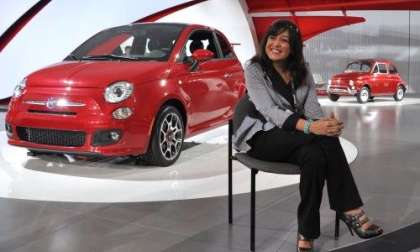 Laura Soave with the new Fiat 500