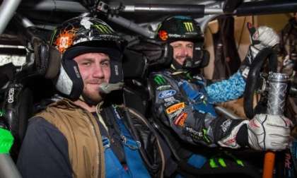 Taylor Morris in the car with Ken Block