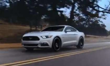 A screen shot from the first 2015 Mustang commercial