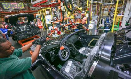 The 2014 Chevrolet Corvette on the assembly line