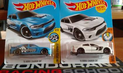 Hellcat Hot Wheels Charger in Blue and White
