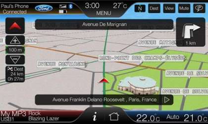 Ford SYNC navigation screen