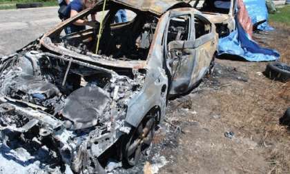 The burned crash tested Chevy Volt from last June