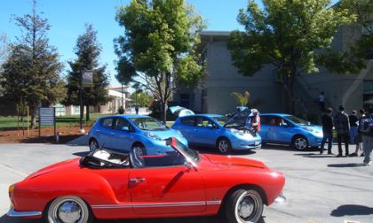 1971 Electric Karmann Ghia with Leaf's in background
