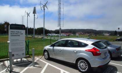 Ford Focus Electric at wind powered free charging station
