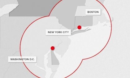 Tesla Supercharger network, east coast, 2012