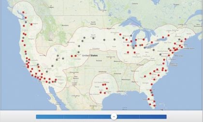 Projected Tesla Supercharger network, Winter 2013