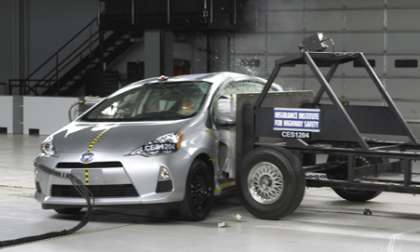Prius C side impact test by Insurance Institute for Highway Safety