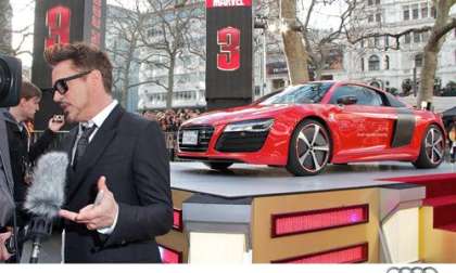 Iron Man 3 star Audi R8 e-tron with Robert Downey Jr