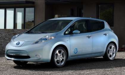 Nissan LEAF in front of a house