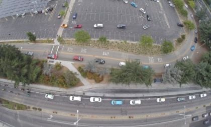 Drive Electric Week parade aerial view