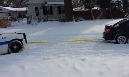 Subaru WRX "bugeye" rescues Dodge Charger police car
