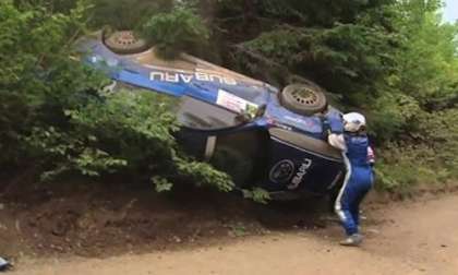 Watch Classic Subaru Rally car flip over and still win rally [video]