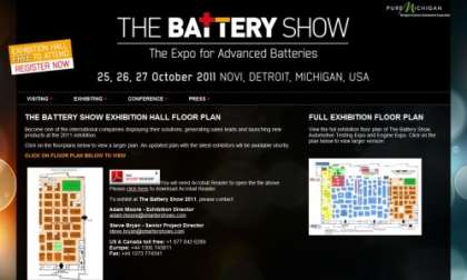 Website and Flooe Plan for The Battery Show 2011 in Novi, MI