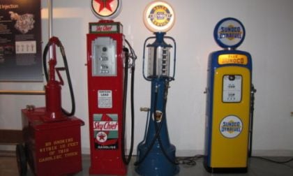 Old time fuel dispensers at the GM Heritage Center in Sterling Heights, MI