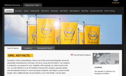 Opel webpage