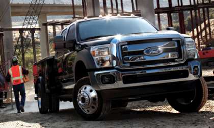 The 2011 Ford F-Series F-550 Super Duty chassis cab in SuperCab configuration. (