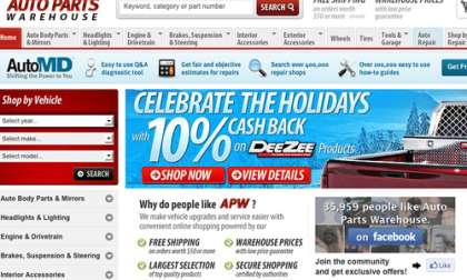 An image of the Auto Parts Warehouse website. 