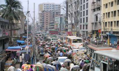 Rush hour in Dhaka.   Image courtesy of GNU Free Documentation License, 