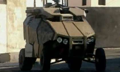Guardian G-Nius autonomous military vehicle. Still taken from the video below. 