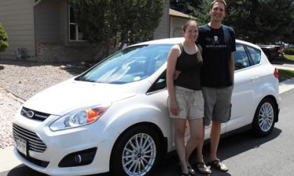Ben & Lindsay Sattler before their new 2013 C-MAX Energi. Image courtesy Ford