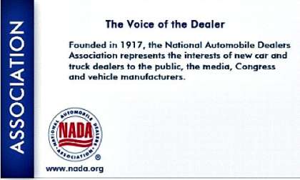 The National Auto Dealers Association seal and mission statement. 