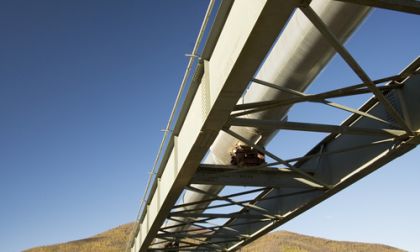 Trans Alaska oil pipeline crossing South fork Koyukuk River  Image Public Domain