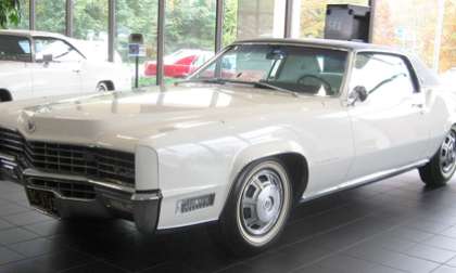 A 1967 Cadillac Eldorado in an auto showroom. Image public domain. 