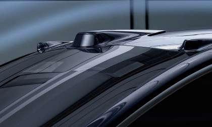 A close-up view of the Nio Aquila Super Sensing System roof-mounted sensors