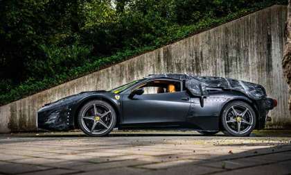 Side view showing the matte black LaFerrari prototype based on a 458 Italia.