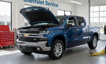 2019 Chevy Silverado in the dealer's service bay