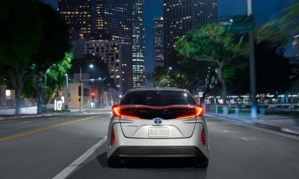 2019 Toyota Prius Prime on city road at night