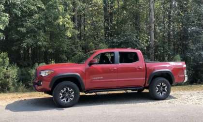 2020 Toyota Tacoma TRD Off-Road Barcelona Red double cab profile view