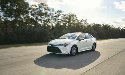 2020 Toyota Corolla Hybrid White Driving 