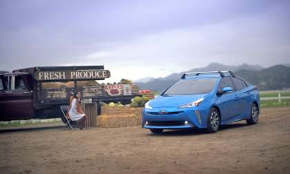 2020 Toyota Prius AWD-e Blue parking lot