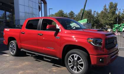 2020 Toyota Tundra CrewMax Barcelona Red profile and front end