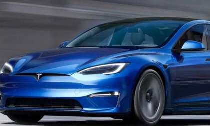 Tesla Model S Driving At Speed
