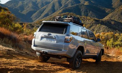 2021 Toyota 4Runner Trail Special Edition Cement color rear end and profile view