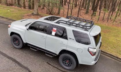 2021 Toyota 4Runner TRD Pro Lunar Rock overhead profile view back end rear end