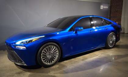2021 Toyota Mirai profile and front end blue color