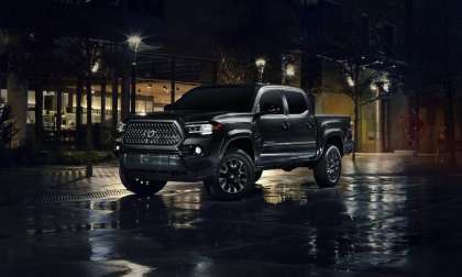 2021 Toyota Tacoma Nightshade Edition Midnight Black Metallic front end profile view