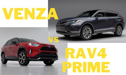 2021 Toyota Venza Limited Coastal Gray profile view 2021 Toyota RAV4 Prime XSE Supersonic Red