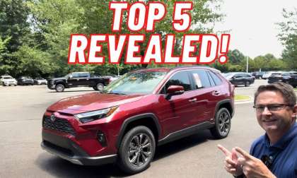 2022 Toyota RAV4 Hybrid Limited Ruby Flare Pearl front end profile view