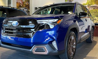 2025 Subaru Forester front view at the dealer