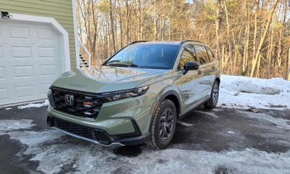 2026 Honda CR-V TrailSport Hybrid looks ready for action in a snowy scene