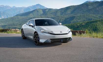 White 2026 Honda Prelude at a mountain overlook, front three-quarter view