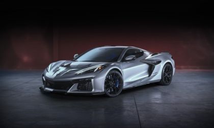 Silver 2026 Chevrolet Corvette C8 ZR1X studio shot, showcasing aggressive front fascia, low profile, and high-performance supercar design.