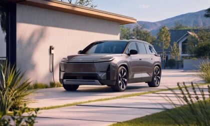 A 2027 Toyota Highlander battery-electric vehicle charges